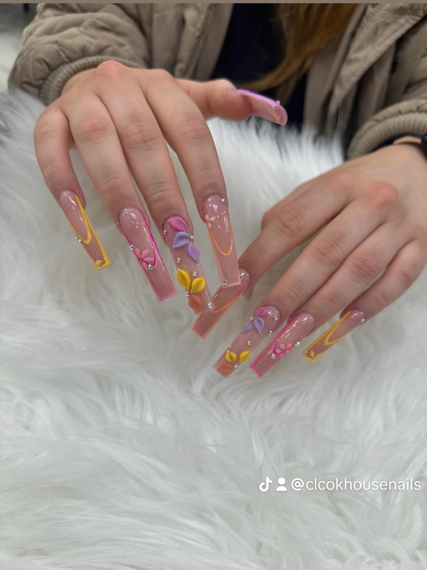 Pink summer nails